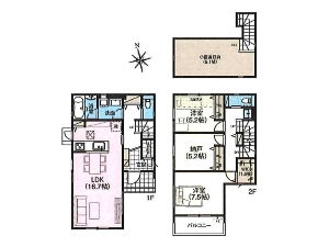 新築一戸建て 船橋市夏見台2丁目 間取図