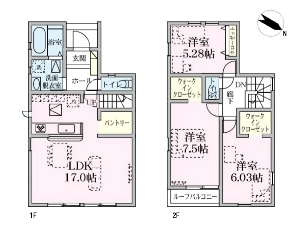 新築一戸建て 船橋市前原東5丁目 間取図