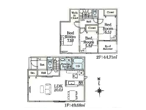 新築一戸建て 船橋市新高根6丁目 間取図