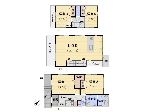 新築一戸建て 船橋市北本町2丁目 間取図